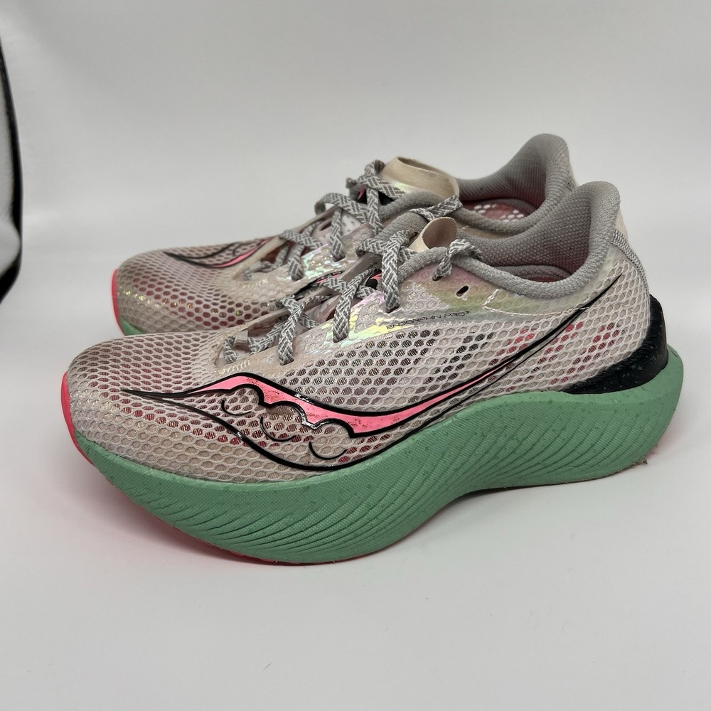 Saucony Women's Endorphin Pro 3 Running Shoes Fog ViziPink 6.5 Marathon Racing - Picture 2 of 10